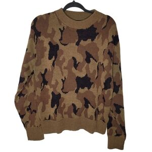 Vintage 80s Kolpin Acrylic Knit Camo Sweater in Brown Men's Size Medium